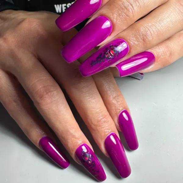Magenta stiletto nails