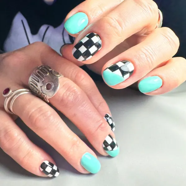 Checkerboard nail art